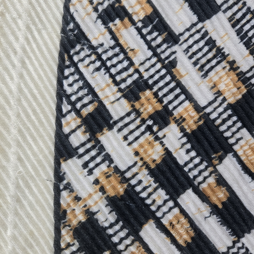 Elegant Checked Silk-Feel Scarf in Black, White & Gold - Picture 7 of 7